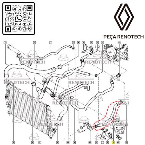 RN 08911R-X 924008911R MANGUEIRA SUP. DO RADIADOR DE AR QUENTE DUS 1.6-D